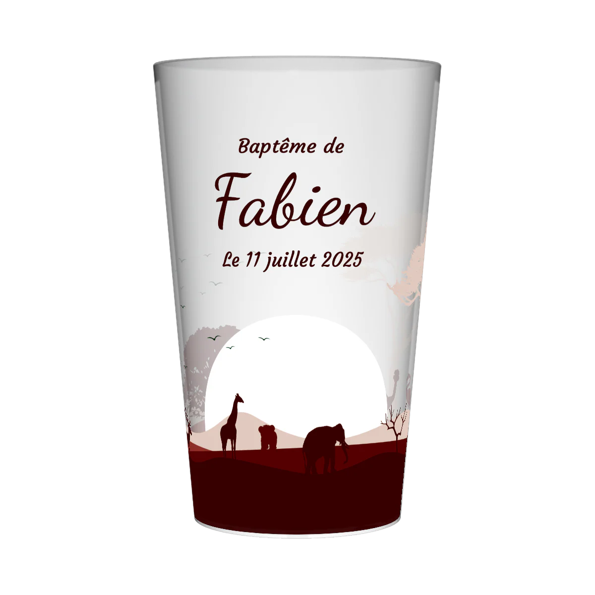 Gobelet personnalisé Baptême Savane