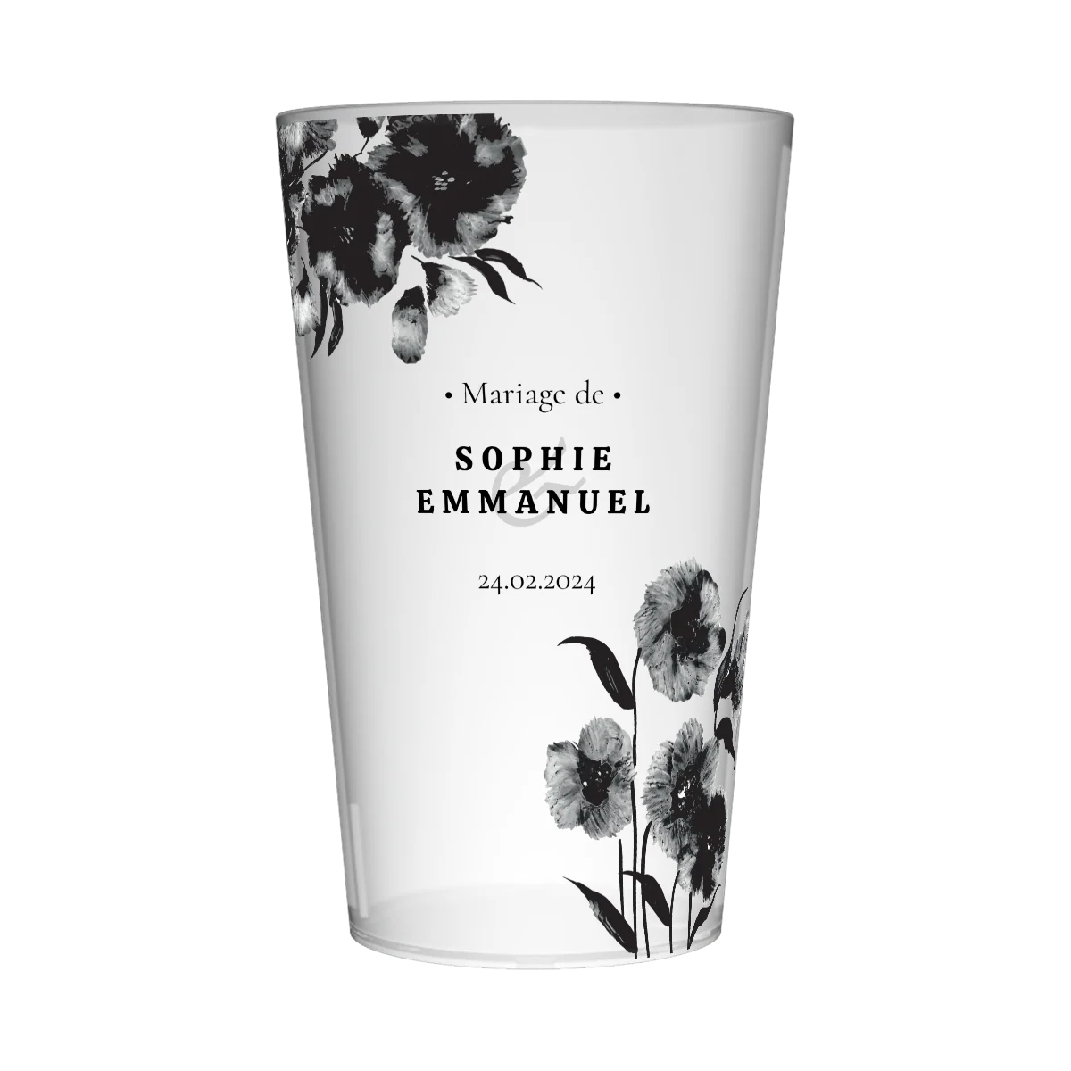 Gobelet personnalisé Mariage Aquarelle Noire