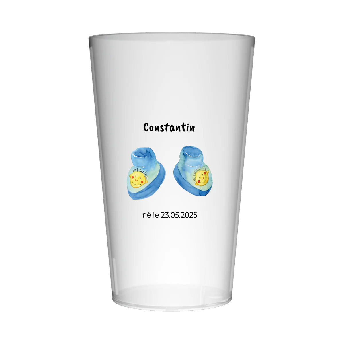 Gobelet personnalisé Naissance Chaussettes Bleues