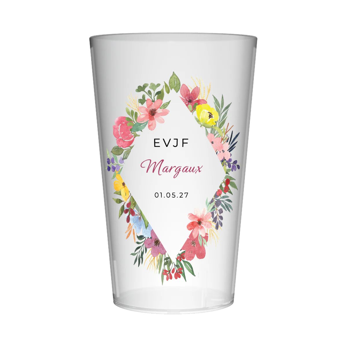 Gobelet personnalisé pour EVJF Losange de fleurs