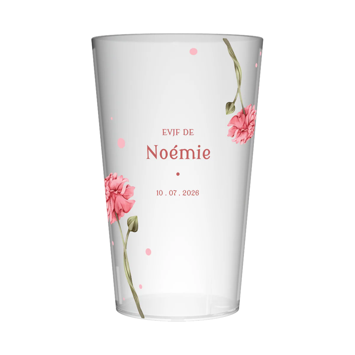 Gobelet personnalisé pour EVJF Oeillets roses