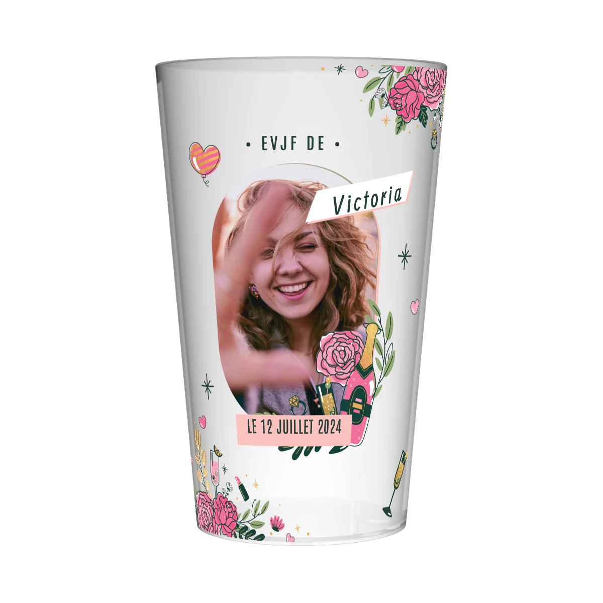 Gobelet personnalisé pour EVJF Photo & Champagne