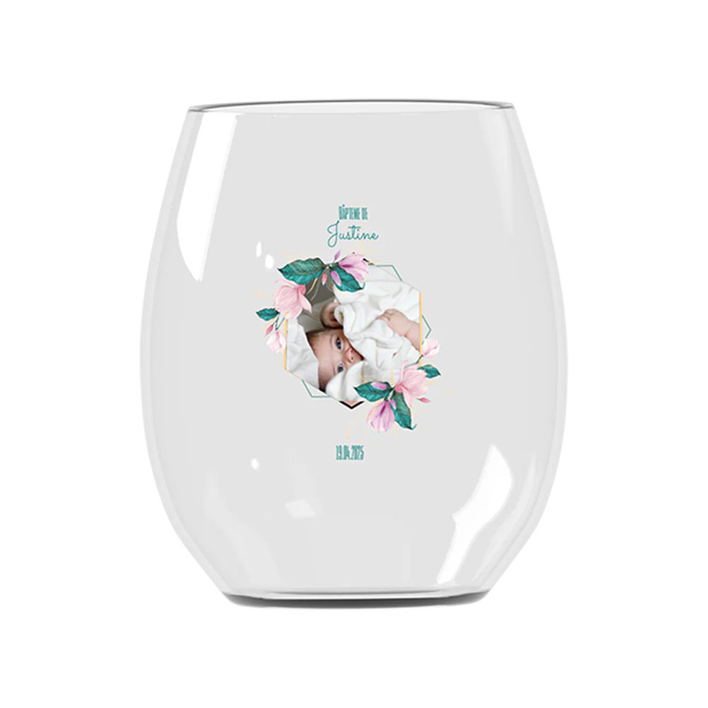 Verre à eau personnalisé incassable - Baptême Rose & Bleu